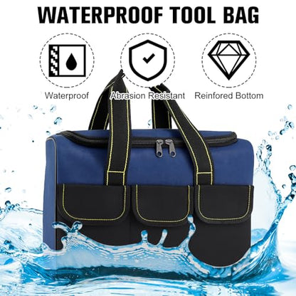 Sanwuta 3 Pack Tool Bag 16 Inch Waterproof Heavy Duty Wide Mouth