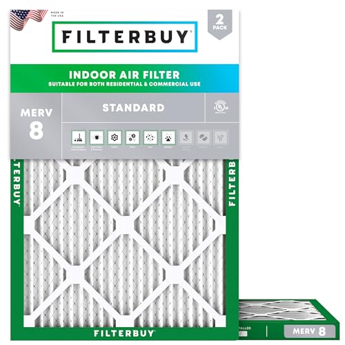Filterbuy 10x16x1 Air Filter MERV 8 Dust & Allergy Defense (2-Pack) - size: 10x16x1