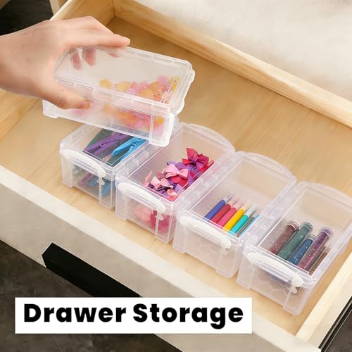 Small Plastic Box, Clear Mini Storage Bins, Stackable Tote with Lid-12 - color: 12-clear