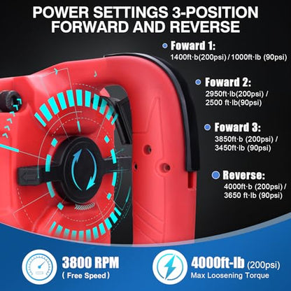 XIIW 1 Inch Air Impact Wrench, Up to 4000 ft-lbs High Reverse Torque - size: 1 Inch | 4000 ft-lbs w/9" Extended Anvil