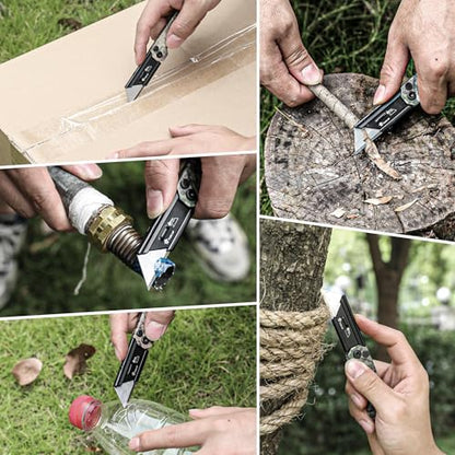WORKPRO EDC Folding Utility Knife, Mini Box Cutter with Quick Open Axis Lock, Quick Change Blade Razor Knife, Foldable Small Pocket Knife with Belt Clip, 1 Pack with 10 Extra Blades - color: Camo