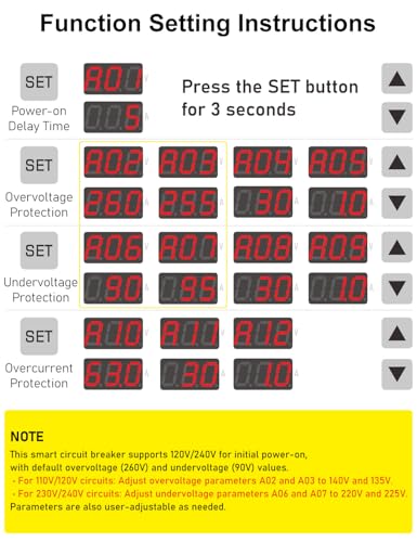 DIHOOL Adjustable Voltage Protector 110V 220V, Low/High Voltage Cutoff and Overcurrent Protection, 70-200V Undervoltage, 140-300V Overvoltage, 1-63A Smart Circuit Breaker AC Disconnect, DIN Rail Mount