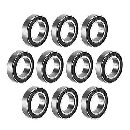 uxcell 6801-2RS Deep Groove Ball Bearing Double Sealed 1180801, 12mm x 21mm x 5mm Carbon Steel Bearings (Pack of 10) - size: 12mmx21mmx5mm