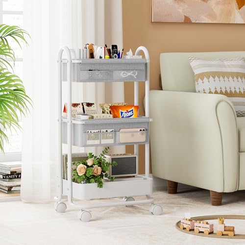 Modanais Baby Diaper Caddy Organizer Cart - 3 Tier Rolling Cart, Light Gray - color: Light Gray