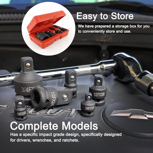 StrugDeas 6 Piece Impact Socket Adapter and Reducer Set - size: Heavy-Black - 1/4", 3/8", 1/2", 3/4"