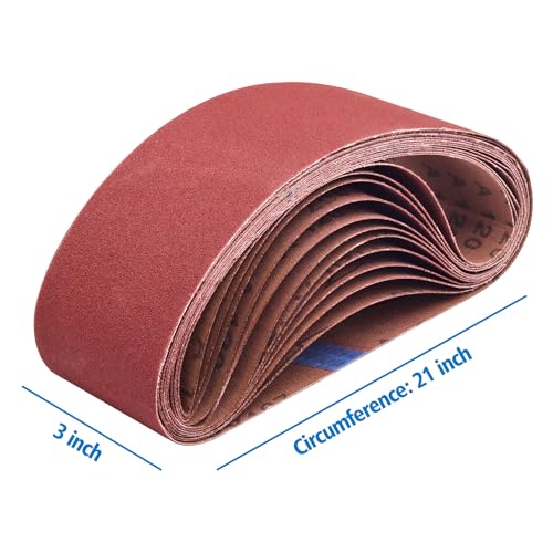 3 x 21 Inch Belt Sander Sanding Belts 120 Grit, 24 Pack - color: 120 Grit, size: 3x21in