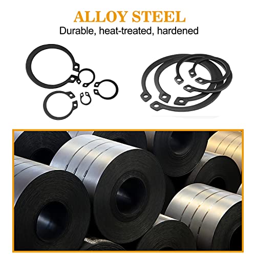 VIGRUE 315Pcs Snap Ring Shop Assortment Alloy Steel External Circlip Snap Retaining Clip Rings Set, 15 Sizes - size: 315PCS