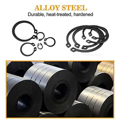 VIGRUE 315Pcs Snap Ring Shop Assortment Alloy Steel External Circlip Snap Retaining Clip Rings Set, 15 Sizes - size: 315PCS