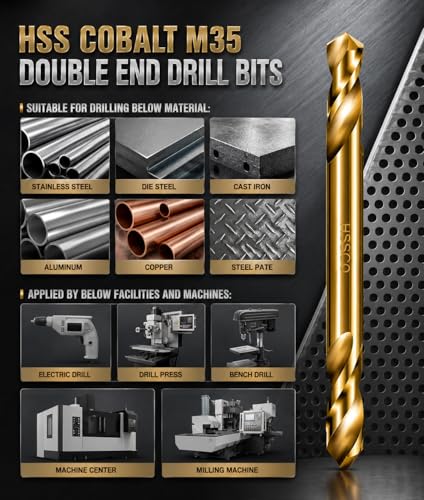 HSS Cobalt Drill Bit Double End 7/32 in. Stubby Body Drill Steel Metal Iron-10Pcs - size: 7/32"(10Pcs)