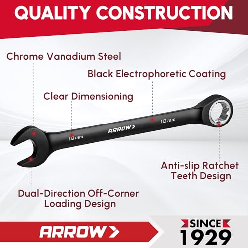ARROW 12PCS Metric Ratcheting Wrench Set with Black Magnetic Tool Holder - style: Metric Only