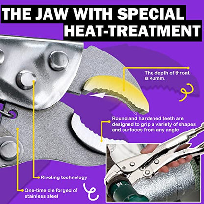 WEDO Locking Pliers 10", Curved Jaw Locking Pliers,Stainless Steel