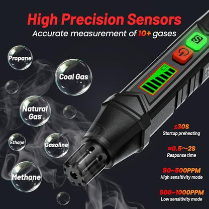 YOJOCK Natural Gas Leak Detector,Gas Leak Detector with Audible & Visual Alarm,Portable Gas Detector Sniffer to Locate Combustible Sources Like Propane,Methane for Home & RV