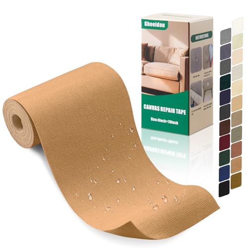 Gheeidau Canvas Repair Tape 4×70 Inch Waterproof Self-Adhesive Fabric Repair Patch for Repairing Boat Covers,Tents,Patio Umbrellas,Car Seats,Luggage,Sofas.(Light Brown) - color: Light Brown, size: 4"×70"