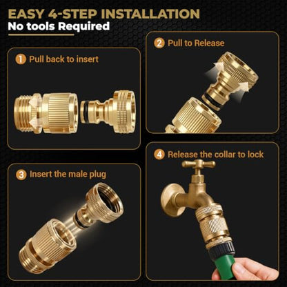 HQMPC Garden Hose Quick Connect Solid Brass Quick Connector 3/4 inch GHT (6 Sets) - size: 6 Sets