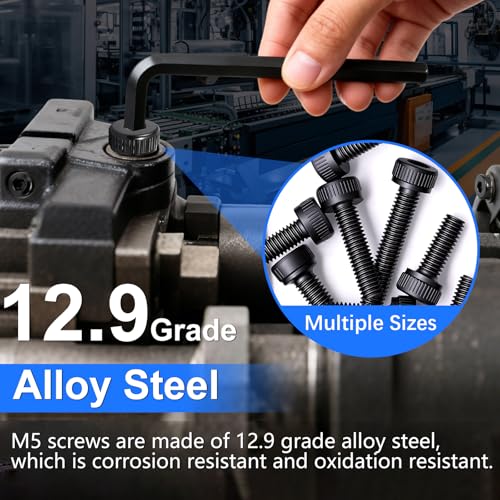 304PCS M5 Screws Kit with Nuts and Washers, M5x8/12/16/20/30/35mm - color: BK-M5 x 8-35mm
