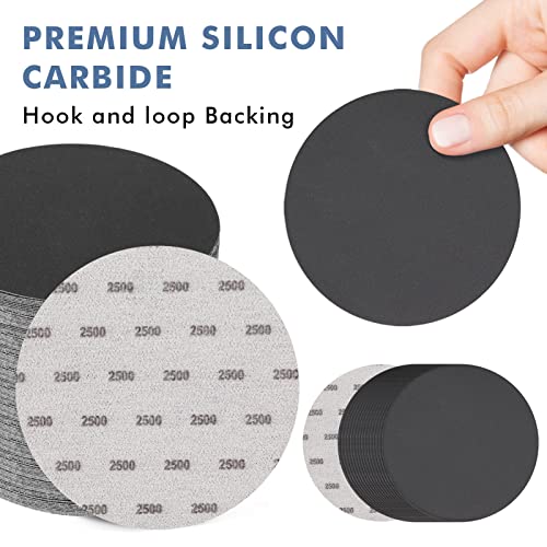 6 Inch 25 PCS 2500 Grit Sanding Disc Wet Dry Sandpaper Hook Loop Sand Paper - style: Grit 2500