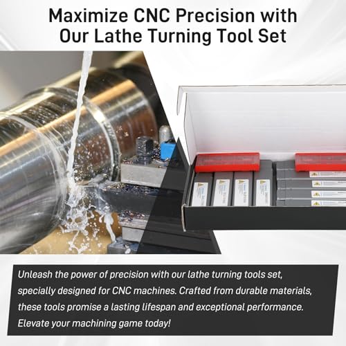 Indexable Lathe Turning Tool 27Pcs Kit 1/2'' 12mm Shank, 9Pcs Metal Lathe Tools Holder Set with 18Pcs Inserts, for Turning Grooving Threading Boring, Lathe Tooling with Reverse Tool Design - style: 9pcs 1/2'' 12mm Shanks+18pcs Inserts