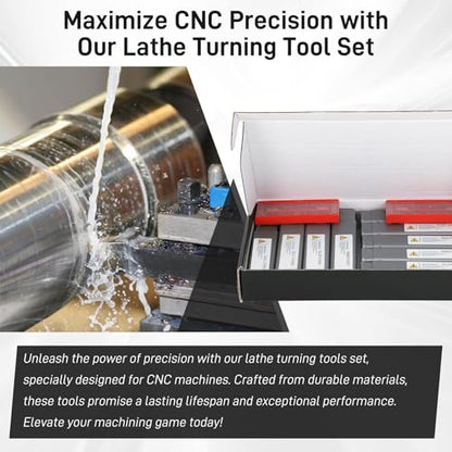 Indexable Lathe Turning Tool 27Pcs Kit 1/2'' 12mm Shank, 9Pcs Metal Lathe Tools Holder Set with 18Pcs Inserts, for Turning Grooving Threading Boring, Lathe Tooling with Reverse Tool Design - style: 9pcs 1/2'' 12mm Shanks+18pcs Inserts