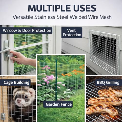 Stainless Steel 304 Welded Wire Mesh-15.7 inches x 10 feet 1/4 inch Hardware Cloth