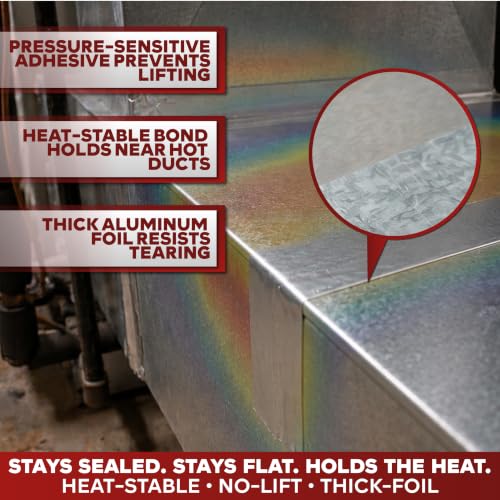 XFasten Aluminum Foil Tape for Ductwork 2 Inches x 165 Feet (3-Pack, 495 Feet) 3.6mil Aluminum Tape for Ductwork Heavy Duty Dryer Vent Tape Foil and Seal HVAC Tape for Ducts, High Temp HVAC Duct Tape - size: 2 Inch x 55-Yards 3-Pack (495 Feet)