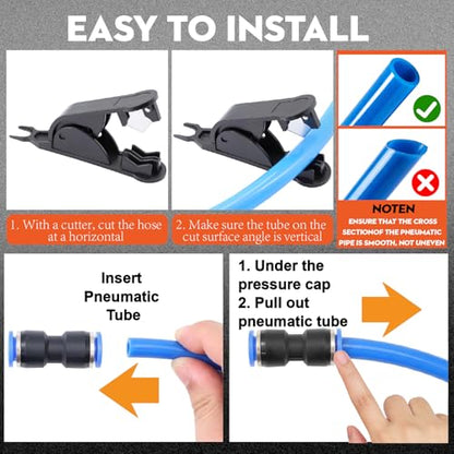 Fuzbaxy170PCS Pneumatic Push-to-Connect Fittings Kit, 1/8" 1/4" 3/8" 1/2" 5/16" NPT Air Hose Connectors with PG Reducer, PA66 Nylon Quick Coupler for Air Compressor, Spray Gun, Water Line & RO System - color: 170PCS with PU/PG