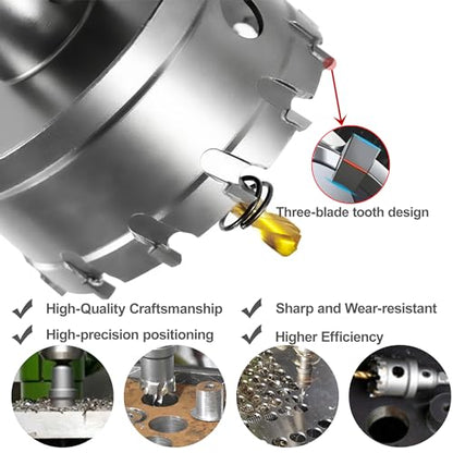 2Pcs 1 Inch TCT Carbide Hole Saw Set for Hard Metal - size: 25.5mm | 1''-2 Pack