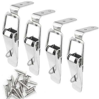 4PCS 106mm Stainless Steel 90-Degree Tool Box Hood Locks Latches Cabinet Trunk Trailer Tool Box Door Hood Locks Latches Tool Box Hasps Closet Case Box Chest Barn Crate Hasps Latches - size: 106mm