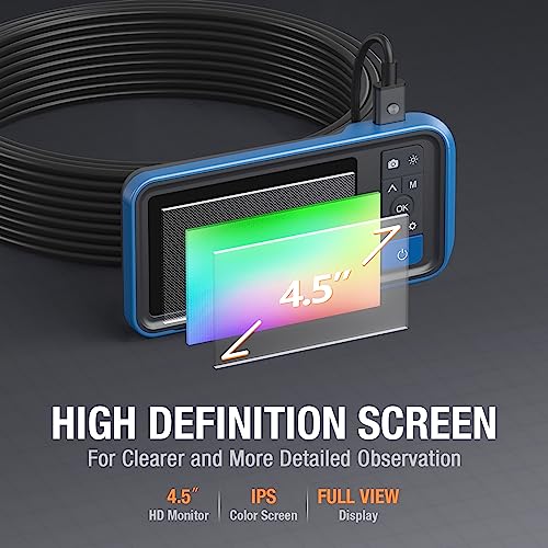 50FT Dual Lens Endoscope with Light, Teslong MS450 Drain Pipe Snake Camera - size: 50FT
