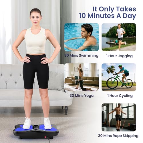 Vibration Plate Exercise Machine 400 lbs Capacity for Lymphatic Drainage - color: Royal Blue
