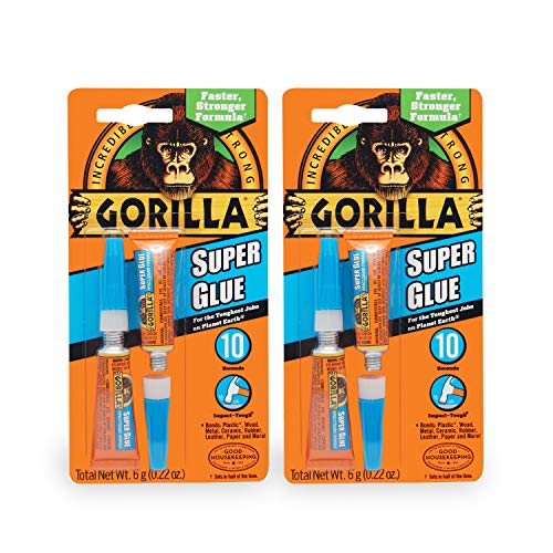 Gorilla Super Glue, Two 3 Gram Tubes, Clear, (Pack of 2) - size: 2 - Pack
