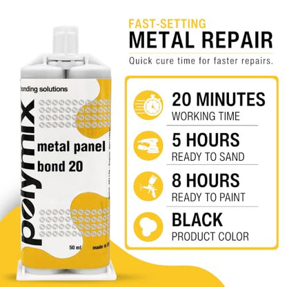 Polymix Panel Bond 20 Adhesive 50ml Cartridge & Two Application Mixing Nozzles