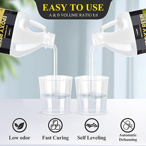 TAKIMO 2 Gallon 3×UV Resistant Resin Kit,No Bubble & Crystal Clear Epoxy Resin for Coating, Casting, Table Top,DIY, Bar Top, River Tables, Resin Art, Wood with High Gloss Finish - size: 2 Gallon UV Resistant Epoxy Kit