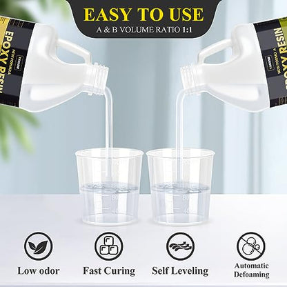 TAKIMO 1 Gallon 3× UV Resistant Epoxy Resin Kit - Ultra Clear Non-Yellowing Formula for Art & Furniture - High Gloss Table Top & Coating - 1:1 Ratio, 128oz (Pack of 2) - size: 128 Fluid Ounces (Pack of 2)