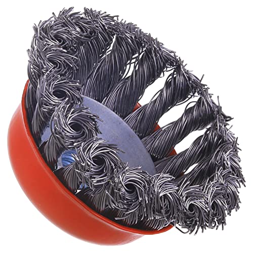 Wire Cup Brush for Angle Grinder, 4 Pack 3 inch Twisted Knotted Wire Brush for Grinders, 5/8 Inch-11 Threaded Arbor, for Heavy Cleaning Rust, Stripping and Abrasive