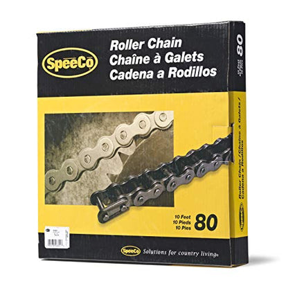 SpeeCo S06801#80 Roller Chain x 10 Feet with Connecting Link - size: #80