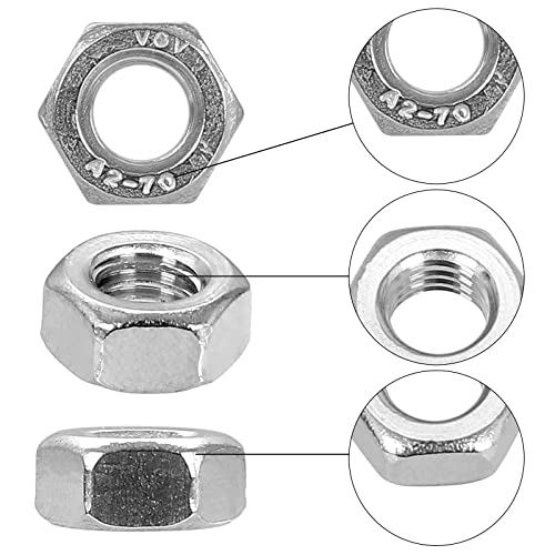 380Pcs Metric Hex Nuts Assortment Kit, for Screw Bolt (M1/M1.2/M1.4/M1.6/M2/M2.5/M3/M4/M5/M6), 18-8 Stainless Steel Hex Hexagonal Nuts, External Hex Nut Set - size: Metric Kit: M1 to M6