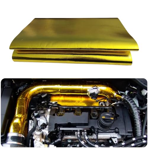 Gold Adhesive Backed Heat Shield Material Heat Shield Mat Automotive Heat Shield Heat Shield Wrap,Fiberglass Thermal Insulation （golden 12'' X 24''） - color: Gold, size: 12 x 24 Inch