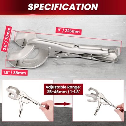 9" Locking Pliers Set, U-Shaped Welding Clamps, 4 Pack