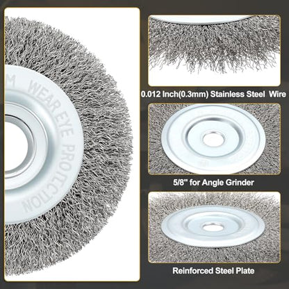 DTGN 6 Inch Wire Wheel Brush for Grinder, 5/8" Arbor - size: 6 inch(5/8" Arbor)