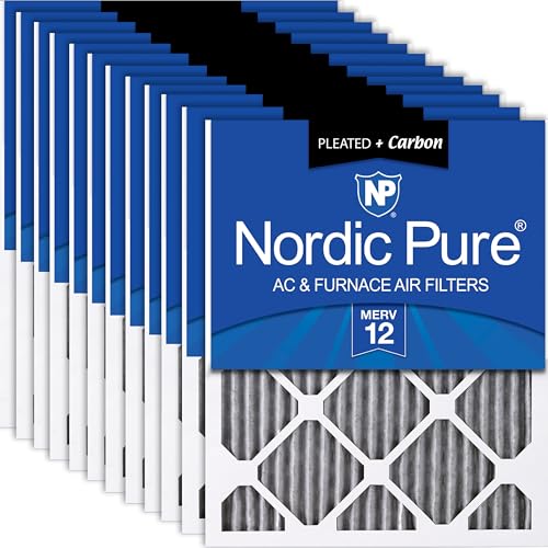 Nordic Pure 20x24x1 Pleated MERV 12 Plus Carbon Air Filters 12 Pack - style: MERV 12 + Carbon