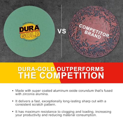 Dura-Gold 5" Green Film Sanding Discs, 120 Grit, Box of 50, Hook & Loop - size: 120-Grit
