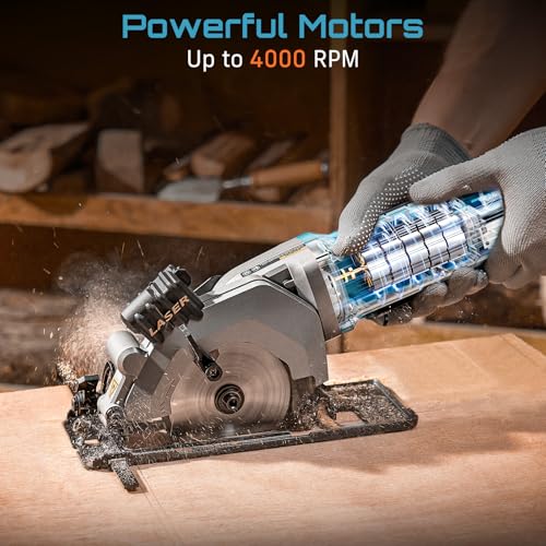 SEESII Mini Circular Saw, 4.8A 4000RPM Corded Compact 4-1/2" Saw with Laser - size: 4-1/2"