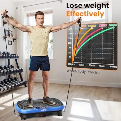 AXV Vibration Plate Exercise Machine Fitness Platform Body Vibrating Board - color: SLIM.BLUE