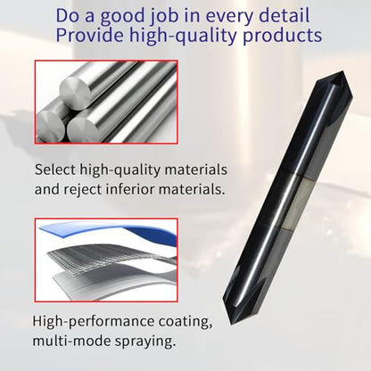 3/8" Chamfer Mill, Carbide, 4 Flute, 90°, Double End, AlTiN Coated - size: 90 degree double end 3/8"*3/8"*2-1/2"