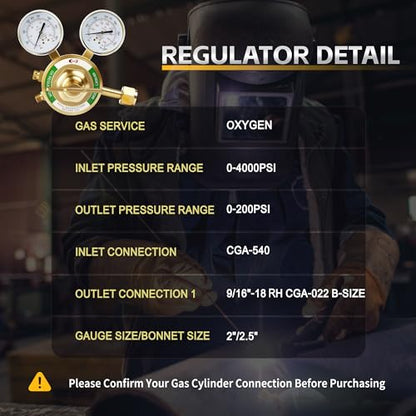 CDL LX95 Extra Heavy Duty Oxygen Regulator CGA540,Forged Brass - size: Extra Heavy Duty, style: Oxygen