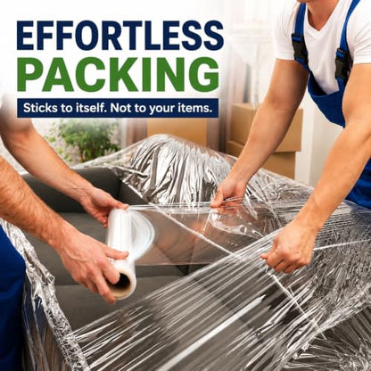 Stretch Film Shrink Wrap 17" x 1500 FT, 2 Rolls, 80 Gauge - size: 17IN-Clear-2 Rolls