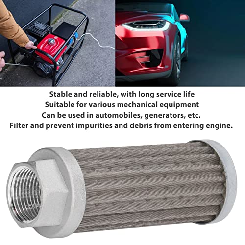 Oil Suction Strainer Filter Cartridge, 80x100x180μm Hydraulic Fuel Suction Valve Strainer Oil Filter Cartridge Metal Mesh Tube Connection Fuel Suction Filter for Automobile,