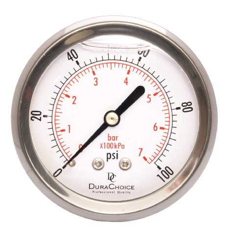 2-1/2" Oil Filled Pressure Gauge, Stainless Steel Case, 1/4" NPT, 0-100 PSI - size: [0-100 PSI]