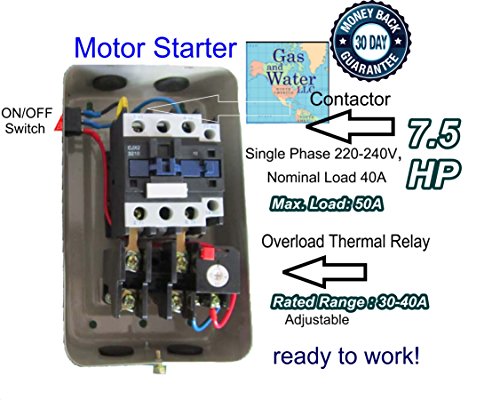 Magnetic Electric Motor Starter 7.5 HP Single Phase Control 220/240V 30-40A