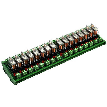 Electronics-Salon DIN Rail Mount AC/DC 24V Control 16 SPDT 16Amp Pluggable Power Relay Module, G2R-1-E - style: 16 Channel 24V